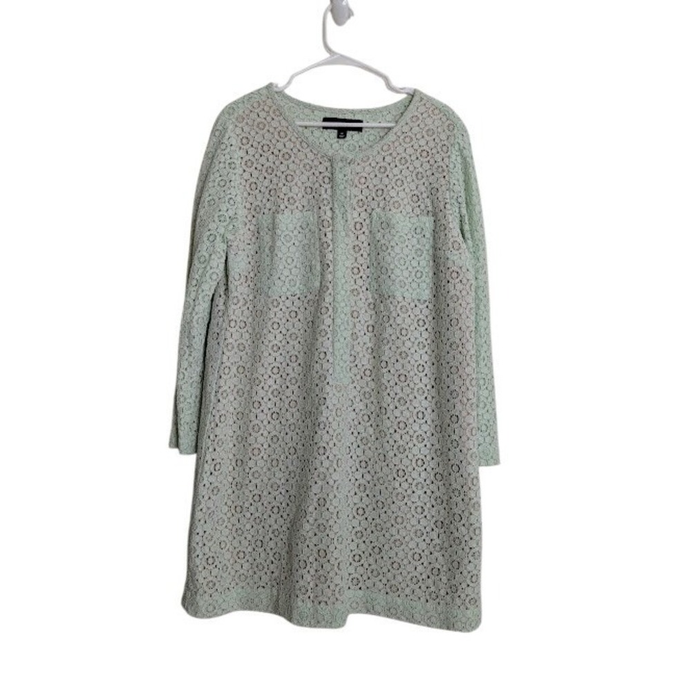 Victoria Beckham Target Lace Shift Dress Floral Long Mint Sleeve Size 1X Office